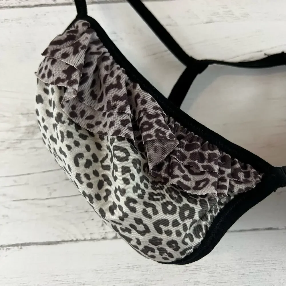 Chaser Leopard Print Sheer Triangle Bralette Size M